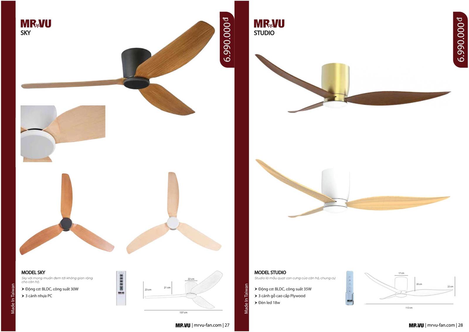 Bảng giá và Catalogue Quạt trần Mr Vũ mới nhất 2024 /Page 